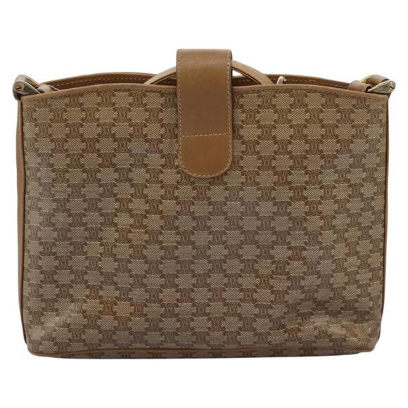 CELINE Macadam Canvas Shoulder Bag Pvc Leather Beige - Picture 3 of 13